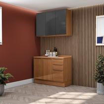 Cozinha Compacta Modulada 2 Peças Vibra Kappesberg Marrom/Canela/Grafite