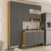 Cozinha Compacta Modulada 3 Peças 10 Portas e 2 Gavetas com Vidro sem Tampo Itália Espresso Móveis
