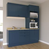 Cozinha Compacta Modulada 3 Peças 6 Portas 3 Gavetas Sevilha Azul/Órion/Carvalho Nature Cozinha Compacta Modulada 3 Peças 6 Portas 3 Gavetas Sevilha Azul/Órion/Carvalho Nature