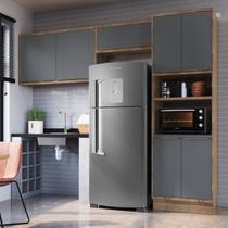 Cozinha Compacta Modulada 3 Peças com Torre Quente e 2 Armários Aéreos 100% MDF Viena Louro Freijó/Cinza Grafitto Freijo Cozinha Compacta Modulada 3 Peças com Torre Quente e 2 Armários Aéreos 100% MDF Viena Louro Freijó/Cinza Grafitto Freijo