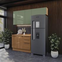 Cozinha Compacta Modulada 3 Peças Vibra Kappesberg Marrom/Canela/Verde Pistache Super Brilho Cozinha Compacta Modulada 3 Peças Vibra Kappesberg Marrom/Canela/Verde Pistache Super Brilho