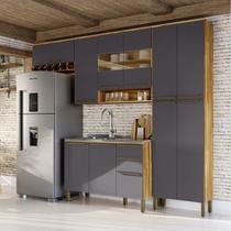 Cozinha Compacta Modulada 4 Peças 11 Portas e 2 Gavetas com Vidro sem Tampo Itália Espresso Móveis