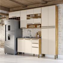 Cozinha Compacta Modulada 4 Peças 11 Portas e 2 Gavetas com Vidro sem Tampo Itália Espresso Móveis