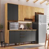 Cozinha Compacta Modulada 4 Peças 11 Portas e Tampo 100% Mdf Frisado Itália Yescasa