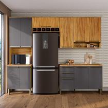 Cozinha Compacta Modulada 4 Peças 11 Portas e Tampo 100% Mdf Frisado Itália Yescasa