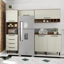 Cozinha Compacta Modulada 4 Peças 5 Portas 4 Gavetas Evolution Plus Marrom/Tannat/Legno Crema