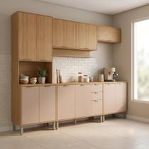 Cozinha Compacta Modulada 5 Peças 270cm 12 Portas e 2 Gavetas Colors Marrom Freijó/Pinole Cozinha Compacta Modulada 5 Peças 270cm 12 Portas e 2 Gavetas Colors Marrom Freijó/Pinole