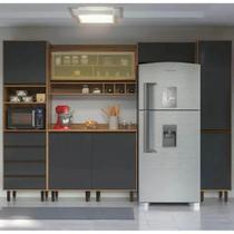 Cozinha Compacta Modulada 5 Peças 7 Portas 4 Gavetas Confort Cinza/Cinamomo/Grafite
