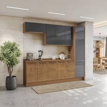 Cozinha Compacta Modulada 5 Peças com Paneleiro Vibra Marrom/Canela/Grafite Super Brilho