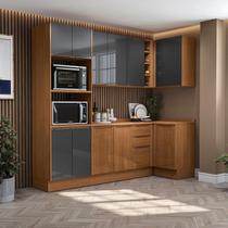 Cozinha Compacta Modulada 5 Peças com Torre Quente e Canto Vibra Marrom/Canela/Grafite Super Brilho Cozinha Compacta Modulada 5 Peças com Torre Quente e Canto Vibra Marrom/Canela/Grafite Super Brilho