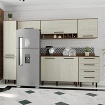 Cozinha Compacta Modulada 6 Peças 7 Portas 4 Gavetas Evolution Plus Marrom/Tannat/Legno Crema