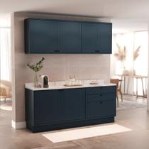 Cozinha Compacta Modulada 6 Portas 3 Gavetas 100% MDF sem Tampo Sevilha Azul/Órion Cozinha Compacta Modulada 6 Portas 3 Gavetas 100% MDF sem Tampo Sevilha Azul/Órion