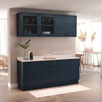 Cozinha Compacta Modulada 6 Portas 3 Gavetas 100% MDF sem Tampo Sevilha Azul/Órion Cozinha Compacta Modulada 6 Portas 3 Gavetas 100% MDF sem Tampo Sevilha Azul/Órion