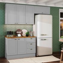 Cozinha Compacta Modulada 6 Portas 3 Gavetas Emily Cinza/Nature Cozinha Compacta Modulada 6 Portas 3 Gavetas Emily Cinza/Nature