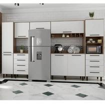 Cozinha Compacta Modulada 7 Peças 8 Portas 8 Gavetas Evolution Plus Branco/Tannat