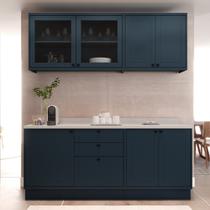 Cozinha Compacta Modulada 7 Portas 3 Gavetas 100% MDF 2 Tampos Sevilha Azul/Órion Cozinha Compacta Modulada 7 Portas 3 Gavetas 100% MDF 2 Tampos Sevilha Azul/Órion