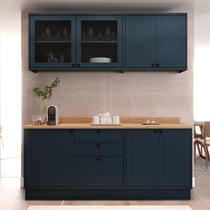 Cozinha Compacta Modulada 7 Portas 3 Gavetas 100% MDF 2 Tampos Sevilha Azul/Órion Cozinha Compacta Modulada 7 Portas 3 Gavetas 100% MDF 2 Tampos Sevilha Azul/Órion