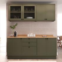 Cozinha Compacta Modulada 7 Portas 3 Gavetas 100% MDF 2 Tampos Sevilha Verde/Hill Cozinha Compacta Modulada 7 Portas 3 Gavetas 100% MDF 2 Tampos Sevilha Verde/Hill