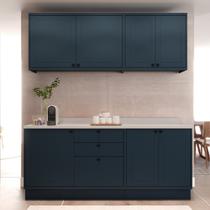 Cozinha Compacta Modulada 7 Portas 3 Gavetas 100% MDF Sevilha Azul/Órion Cozinha Compacta Modulada 7 Portas 3 Gavetas 100% MDF Sevilha Azul/Órion