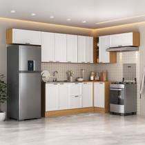 Cozinha Compacta Modulada 8 Peças 5 Aéreos 3 Balcões Soho CabeCasa MadeiraOriginals Branco/Freijó Cozinha Compacta Modulada 8 Peças 5 Aéreos 3 Balcões Soho CabeCasa MadeiraOriginals Branco/Freijó