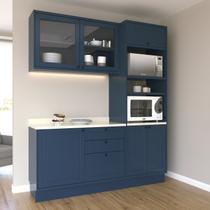 Cozinha Compacta Modulada com Vidro 3 Peças 6 Portas 3 Gavetas Sevilha Azul/Órion/Cinza Argila Cozinha Compacta Modulada com Vidro 3 Peças 6 Portas 3 Gavetas Sevilha Azul/Órion/Cinza Argila