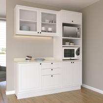 Cozinha Compacta Modulada com Vidro 3 Peças 6 Portas 3 Gavetas Sevilha Branco/Ártico/Cinza Argila Cozinha Compacta Modulada com Vidro 3 Peças 6 Portas 3 Gavetas Sevilha Branco/Ártico/Cinza Argila