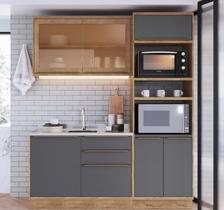 Cozinha Compacta Modulada com Vidro Reflecta 3 Peças 6 Portas Viena Cozinha Compacta Modulada com Vidro Reflecta 3 Peças 6 Portas Viena