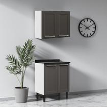 Cozinha Compacta Modulada em Aço 2 Peças 4 Portas Florença Itatiaia Cinza/Grafite/Branco Cozinha Compacta Modulada em Aço 2 Peças 4 Portas Florença Itatiaia Cinza/Grafite/Branco