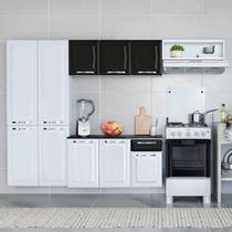 Cozinha Compacta Modulada em Aço 4 Peças 10 Portas 1 Gaveta Amanda Itatiaia Branco/Preto