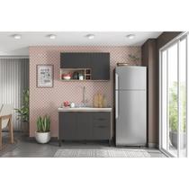 Cozinha Compacta Modulada Firenze 02 Peças 05 Portas 02 Gavetas Cinza/Avena Touch/Grafito