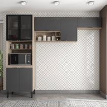 Cozinha Compacta Modulada Firenze 03 Peças 7 Portas Cinza/Avena Touch/Grafito Cozinha Compacta Modulada Firenze 03 Peças 7 Portas Cinza/Avena Touch/Grafito