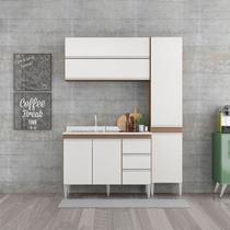 Cozinha Compacta Modulada Sabrina com Balcão Pia 160x202 Cm 4 Peças MDP Branco MENU