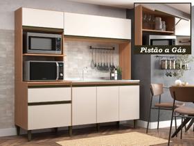 Cozinha Compacta Modulada Vitória 6 Portas 1 Gaveta 2 Nichos para Forno Bege/Freijó/Off White Cozinha Compacta Modulada Vitória 6 Portas 1 Gaveta 2 Nichos para Forno Bege/Freijó/Off White