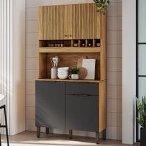 Cozinha Compacta Moscato 1 Gaveta 4 Portas 100% Mdf Amêndoa/Chumbo - Rio Doce Cozinha Compacta Moscato 1 Gaveta 4 Portas 100% Mdf Amêndoa/Chumbo - Rio Doce