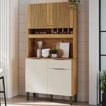 Cozinha Compacta Moscato 1 Gaveta 4 Portas 100% Mdf Amêndoa/Off White - Rio Doce Cozinha Compacta Moscato 1 Gaveta 4 Portas 100% Mdf Amêndoa/Off White - Rio Doce