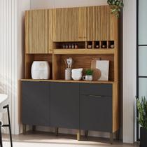 Cozinha Compacta Moscato 6 Portas 1 Gaveta 100% Mdf Amêndoa/Chumbo - Rio Doce Cozinha Compacta Moscato 6 Portas 1 Gaveta 100% Mdf Amêndoa/Chumbo - Rio Doce