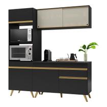 Cozinha Compacta Multimóveis Fg3695 Armário E Balcão Preta Cozinha Compacta Multimóveis Fg3695 Armário E Balcão Preta