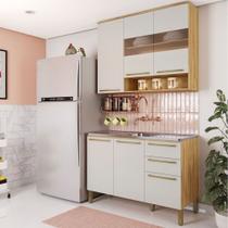 Cozinha Compacta Napoli 6 Portas 2 Gavetas 100% Mdf com Vidro Amêndoa/Off White - Rio Doce Cozinha Compacta Napoli 6 Portas 2 Gavetas 100% Mdf com Vidro Amêndoa/Off White - Rio Doce