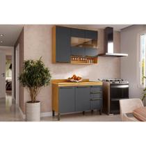 Cozinha Compacta Napoli Prime 2 Peças (1 Armário + 1 Balcão) C2P04 Castanho/Chumbo - Ronipa