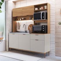 Cozinha Compacta Nicole 1,8m com Espaço para Forno e Microondas 5 Portas 1 Gaveta Cozinha Compacta Nicole 1,8m com Espaço para Forno e Microondas 5 Portas 1 Gaveta