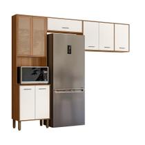 Cozinha Compacta Paolla 8 Portas Ipê/Off White Cristal - Nicioli Cozinha Compacta Paolla 8 Portas Ipê/Off White Cristal - Nicioli