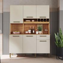 Cozinha Compacta Pinot 6 Portas 1 Gaveta 100% Mdf Amêndoa/Off White - Rio Doce Cozinha Compacta Pinot 6 Portas 1 Gaveta 100% Mdf Amêndoa/Off White - Rio Doce