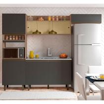 Cozinha Compacta Porto com Balcão Para Pia e Nicho Micro-Ondas 7 Portas Poliman Móveis