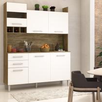 Cozinha Compacta Pratice 6 Portas 2 Gavetas Carvalho/Branco - Panorama Móveis