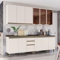 Cozinha Compacta Reflecta 12 Portas 2 Gavetas com Vidro 100% Mdf Duna/Off White - Henn Cozinha Compacta Reflecta 12 Portas 2 Gavetas com Vidro 100% Mdf Duna/Off White - Henn