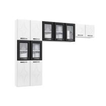 Cozinha Compacta Rubi 3 Peças (2 Armários + 1 Paneleiro) CPT107 Branco/Preto - Telasul