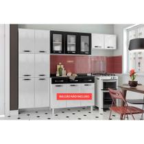 Cozinha Compacta Rubi de Aço 3 Peças (2 Armários + 1 Paneleiro) CPT47 Branco/Preto - Telasul