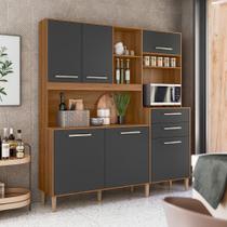 Cozinha Compacta Salsa 6 Portas 2 Gavetas Ipê/Chumbo - Nicioli