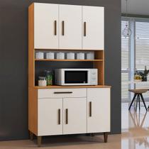 Cozinha Compacta Salvador 6 Portas 1 Gaveta Nature/Off White - Kaiki Móveis