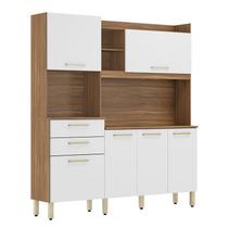 Cozinha Compacta Select 6 Portas e 2 Gavetas Amêndola/Branco - Demóbile